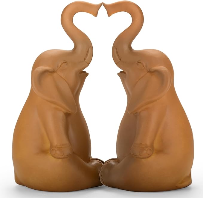 Loving Pair of Elephants, Elephant Statues for Home Decor, Elephant Figurines for Shelf, Table or Living Room, Symbol of Love and Harmony, Gift for Women, Mom