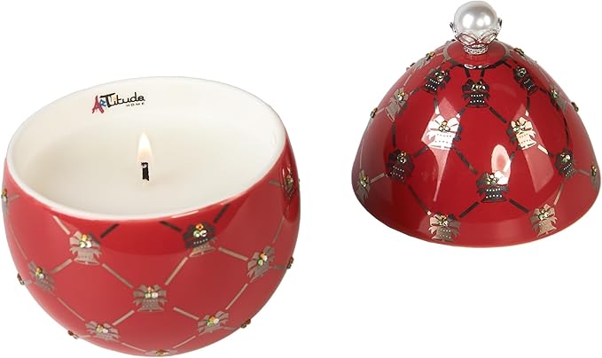 Christmas Candles | Scented Egg Candle with Cinnamon, Caramel, and Nutmeg | Elegant Christmas Decor & Gift | Warm Holiday Ambiance for Living Room and Gatherings | 14 Cm | Red