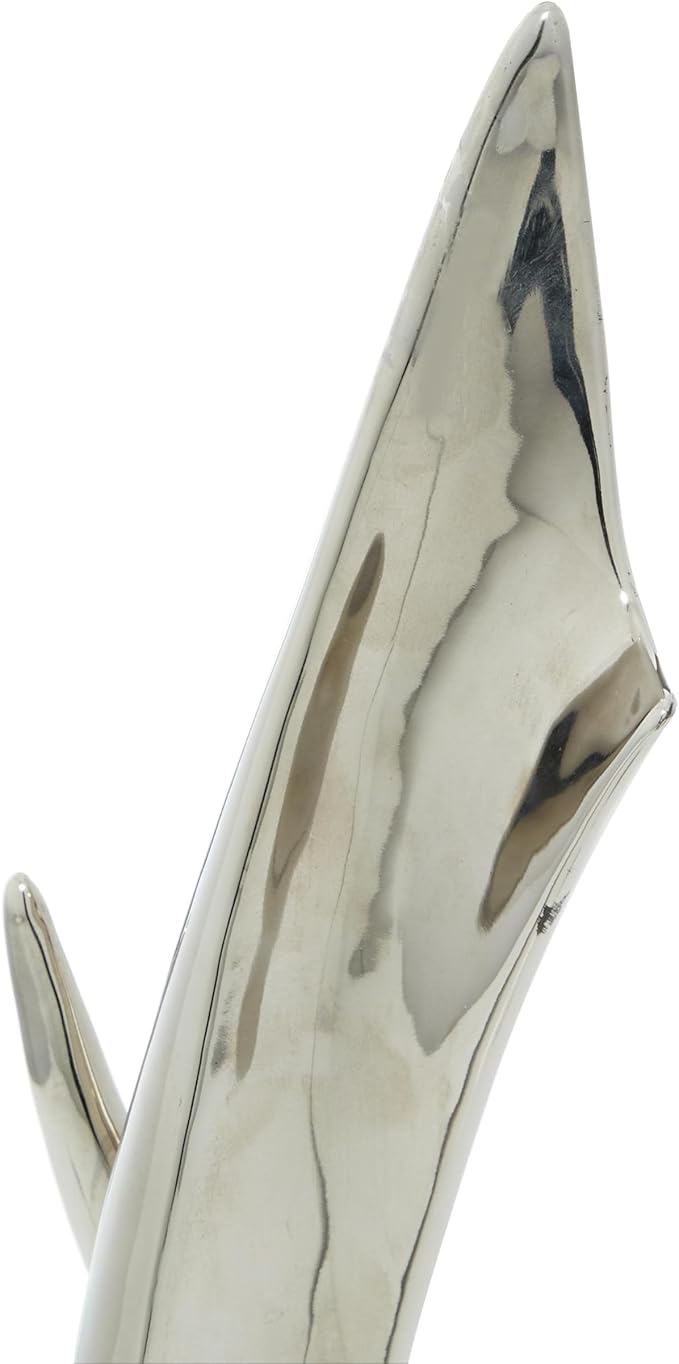 Deco 79 Porcelain Ceramic Abstract Decorative Sculpture Home Decor Statue with Black Base, Accent Figurine 8" x 4" x 17", Silver