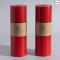 MOZEAL 4" x 12" Extra-Large Red Pillar Candles (Set of 2), Unscented,Dripless, Smokeless,Long Clean-Burning,These Tall 12 inch Large Red Pillar Candles Perfect for Weddings and Christmas Decor