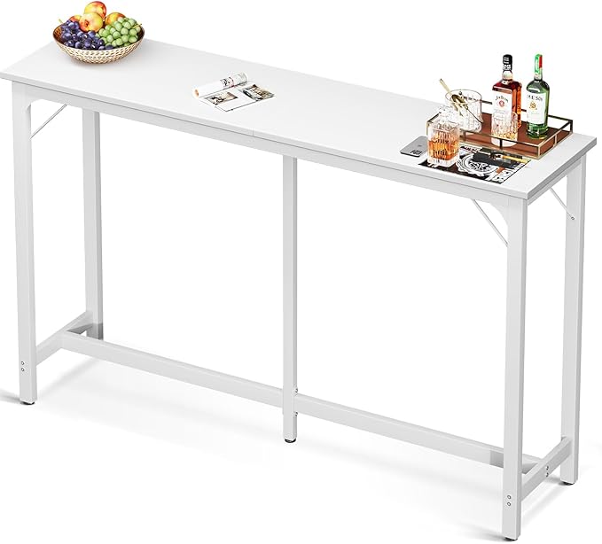 ODK 63 inch Bar Table, Bar Height Pub Table, Counter Height Bar Table, Rectangular High Top Kitchen & Dining Counter Tables with Sturdy Legs & Easy-to-Clean Top, Indoor use, White