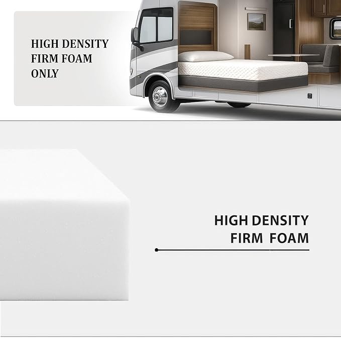 Foamma 8” x 39” x 75” Camper/RV Travel High-Density Bunk Mattress Topper, Made in USA, Comfortable, Travel Trailer, CertiPUR-US Certified, Cover Not Included