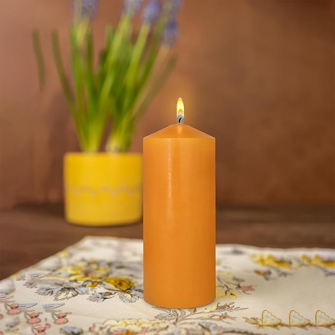 Pillar Candles Set of 2, 3x8 inches Unscented Large Orange Candle,Tall Candles Bulk, Home Wedding Decor Candles