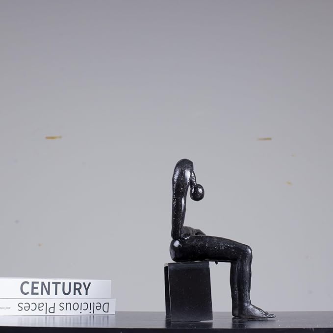 9.8'' Bronze Melancholy Sculpture, Modern Abstract Emptiness Statue& Think of Grief Sculpture Masterpiece Reproduction Brass Art Boutique for Home Office Decor and Special