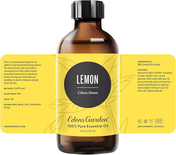Edens Garden Lemon Essential Oil- 100% Pure Premium Grade, Undiluted, Natural, Therapeutic, Aromatherapy, The Best for Diffuser, Laundry, Humidifiers, Kid Safe 118 ml (4 fl oz)