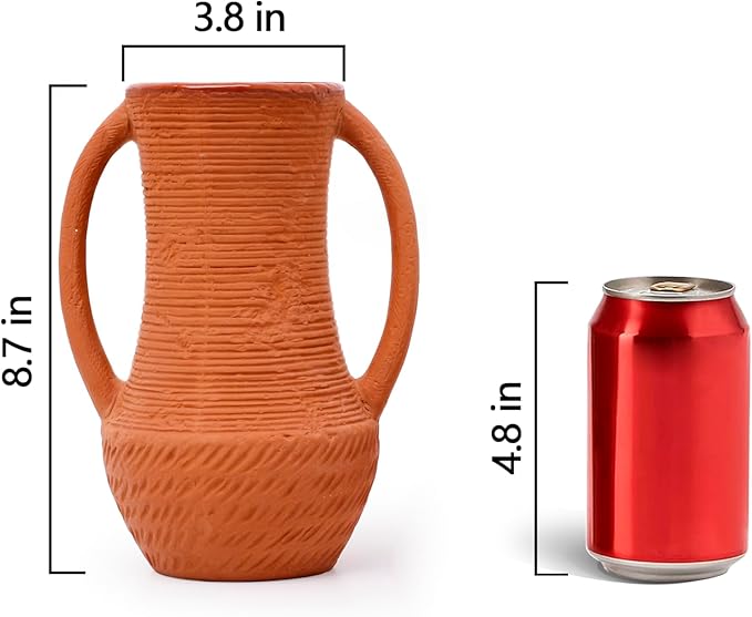 Terracotta Vases Sets, Farmhouse Decor, Ceramic Vase for Flower, Wide Mouth Rustic Home Decor Vases for Flowers, Living Room,Table,Shelf and Accessories (3)
