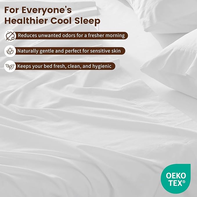 100% Linen Sheet Set Queen Size Extra Deep Pocket Fits 18-24 Inch Mattress, Breathable & Soft, Smooth 6-Piece Set for Thick Mattresses Hotel Luxury Bedding（Queen, White）