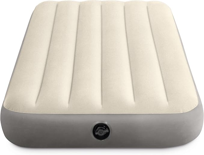 Intex 64101E Dura-Beam Standard Single-High Air Mattress: Fiber-Tech – Twin Size – 10in Bed Height – 300lb Weight Capacity – Pump Sold Separately