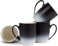 Elanze Designs Black White Two Toned Ombre Matte 12 ounce Ceramic Stoneware Coffee Cup Mugs Set of 4