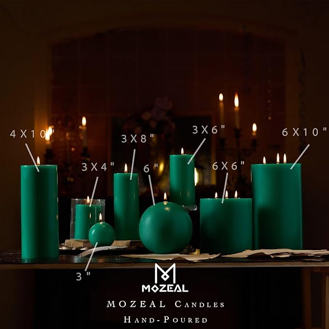 MOZEAL Hand-Poured, 6 Inch Mint Green Large Round Ball Candles - Elegant Mint Green Round Pillar Candles, Dripless, Unscented, Smokeless, Ideal for Spring Celebrations.