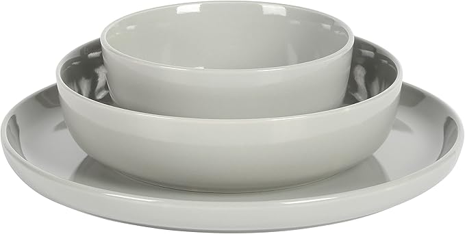 Gibson Home Oslo 12-Piece Porcelain Chip and Scratch Resistant Dinnerware Set, Grey,Service for 4