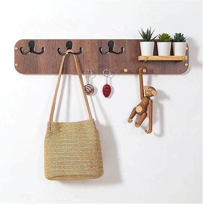 Coat Hooks Hardware, 10Pcs Wall Hooks Heavy Duty Hooks for Hanging Coats No Rust Double Robe Hook Wall Mounted for Key Towel Bags Cup Hat (Black)