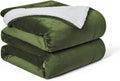 Walensee Sherpa Fleece Blanket (Throw Size 50”x60” Olive Green) Plush Throw Fuzzy Super Soft Reversible Microfiber Flannel Blankets for Couch, Bed, Sofa Ultra Luxurious Warm and Cozy for All Seasons