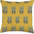 Cute Scandinavian Animals Designs Scandinavian Cat Boho Pattern Throw Pillow, 16x16, Multicolor