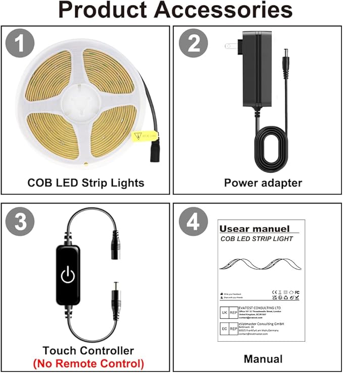 COB LED Strip Lights 5M,Touch Dimmable led Strips,16.4ft LED Tape Lights with CRI90+,4000K Natural White led Lights,1600LEDs,24V LED Rope Indoor for Bedroom,TV,Kitchen,Closet