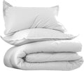 EcoPure Martex Comfort Wash 3-Piece Solid Full/Queen Comforter Set – 100% Organic Cotton - All-Season - Breathable & Lightweight – Easy Care - White