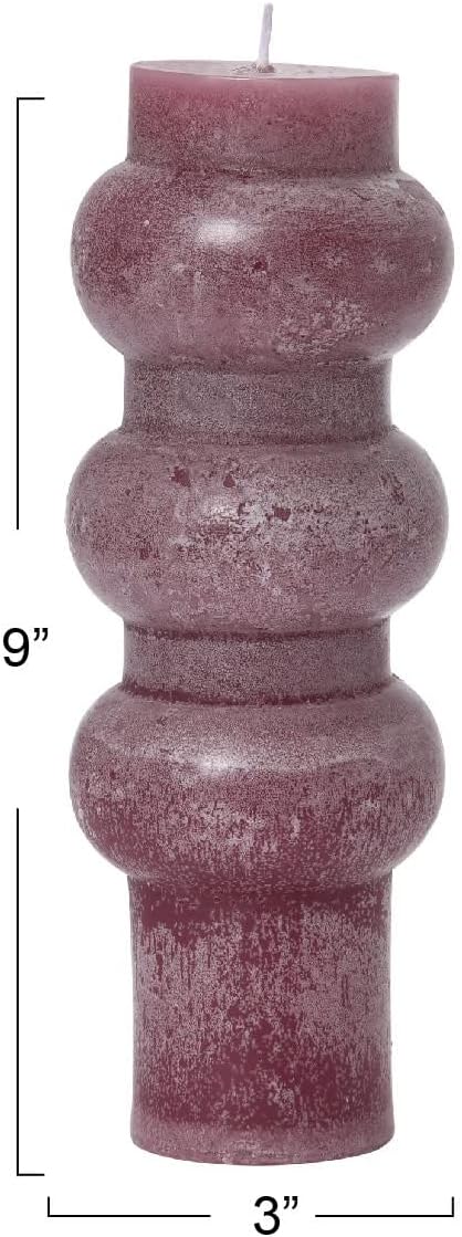 Creative Co-Op Unscented Totem Pillar, Pinot Candles, 3" L x 3" W x 9" H, Purple