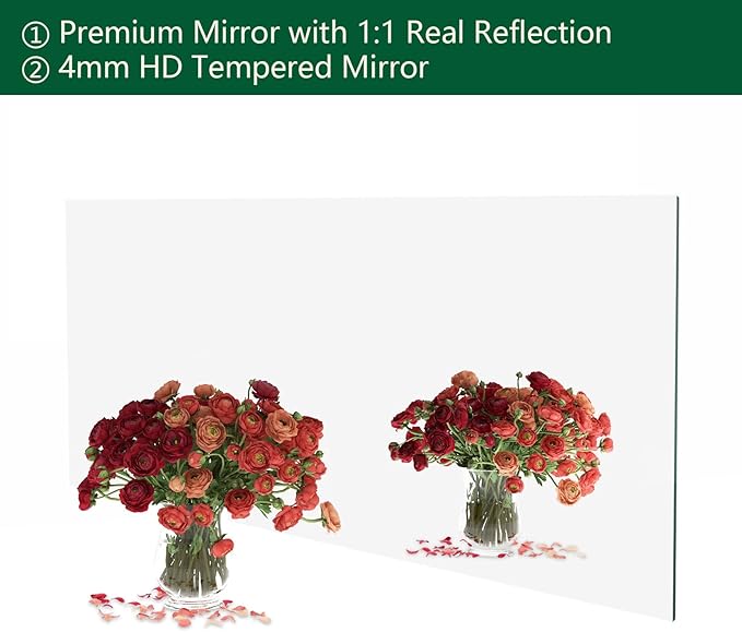 Mirrorons Large Mirror 72" x 36", Modern Rectangle Bathroom Mirror with Frameless Polished Edge, Hangs Horizontally or Vertically. Upgraded Shatterproof Bathroom Mirrors for Wall.