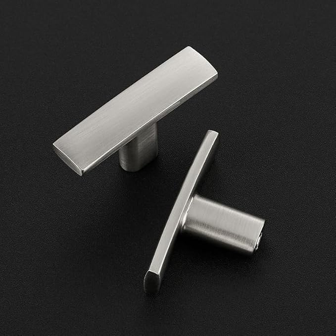 50 Pack Silver Cabinet Knobs - Curved Cabinet Pulls Brushed Nickel Knobs for Kitchen Cabinet Drawer Solid Dresser Knobs for Cabinet Hardware 1-3/4in Length Single Hole