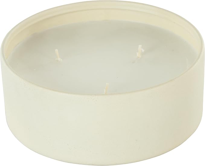 Deco 79 Metal Decorative Candle Floral Paradise Scented Textured 22oz 3 Wick Aromatherapy Candle with White Wax, Wax Aromatherapy Candle 6" x 6" x 3", Cream