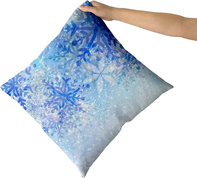 Giwawa White Blue Snowflake Pillow Cover Set of 2 Merry Christmas Snow Throw Pillowcases Winter Xmas Falling Crystal Nature Ice Cushion Covers for Sofa Bedding Car Home Couch Decor 18"x18"
