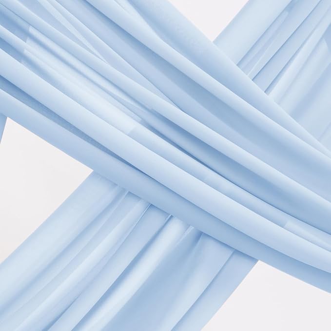 Socomi Wedding Arch Draping Fabric 1 Panel 29" x 19Ft Baby Blue Sheer Chiffon Curtain Drapes 6 Yards for Wedding Ceremony Birthday Party Decoration