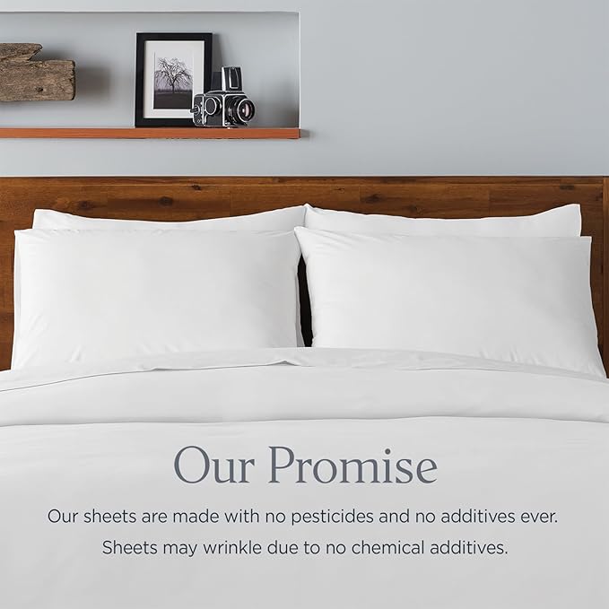 Ella Jayne Percale Sheets Full (4 Pieces) Permium 100% Cotton Percale TC300, Hotel Luxury Collection, Deep Pockets and Cooling Cotton Percale Sheets Full (White)