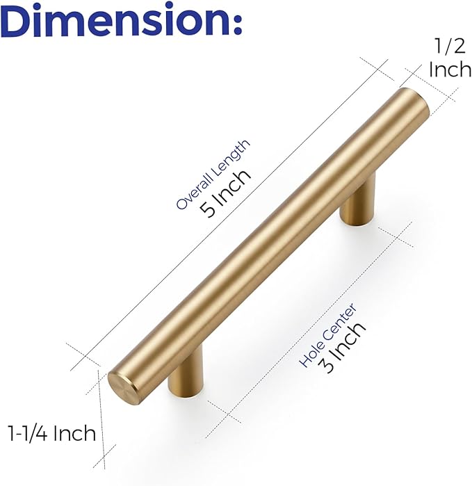 Ravinte 55 Pack 5 Inch Cabinet Pulls Champagne Bronze Stainless Steel Kitchen Drawer Pulls Cabinet Handles 5 InchLength, 3 Inch Hole Center
