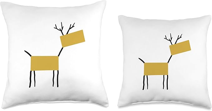 Cute Scandinavian Animals Designs Chic Deer Moose Scandinavian Elk Minimalism Reindeer Throw Pillow, 16x16, Multicolor