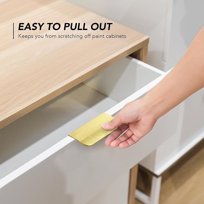 Ravinte Hardware 20 Pack Gold Cabinet Handles, 3 Inch (76mm) Finger Edge Pulls, 2 Inch Hole Center, Finger Pulls for Cabinets