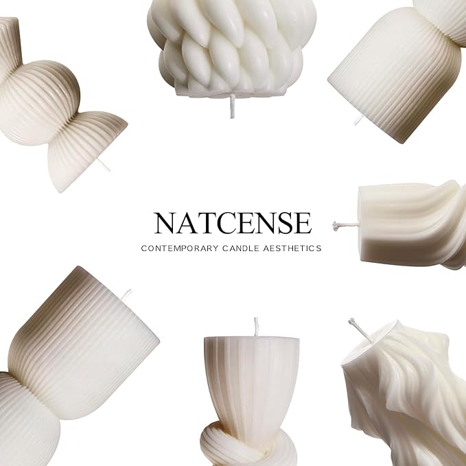 7-Pack Pillar Candles - Soy Wax Handmade Ribbed Candles for Home Decor, Housewarming Gift, Shelf & Table Decor - Aesthetic Modern Candles Set (White)