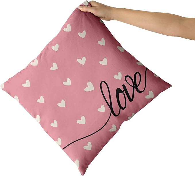 Giwawa Valentines Day Pillow Covers Set of 2 Pink Love Hearts Throw Pillowcases Romantic Double Sided Decorative Cotton Square Cushion Covers 20x20inch for Sofa Couch Bedding Wedding Anniversary