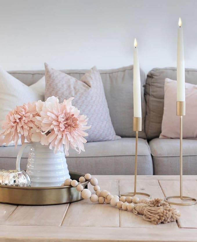 LampLust Flameless Taper Candles, Realistic 3D Flame with Wick, 9 Inch, 4 Pack, Ivory Wax, Flickering Flameless Candle LED, Remote & Timer Included, Home Decor, Winter Decorations for Home