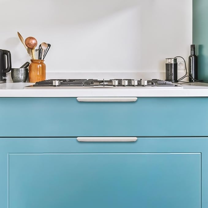 Ravinte Hardware 20 Pack Silver Cabinet Handles, 7.8 Inch (200mm) Finger Edge Pulls, 6-1/4 Inch Hole Center, Finger Pulls for Cabinets