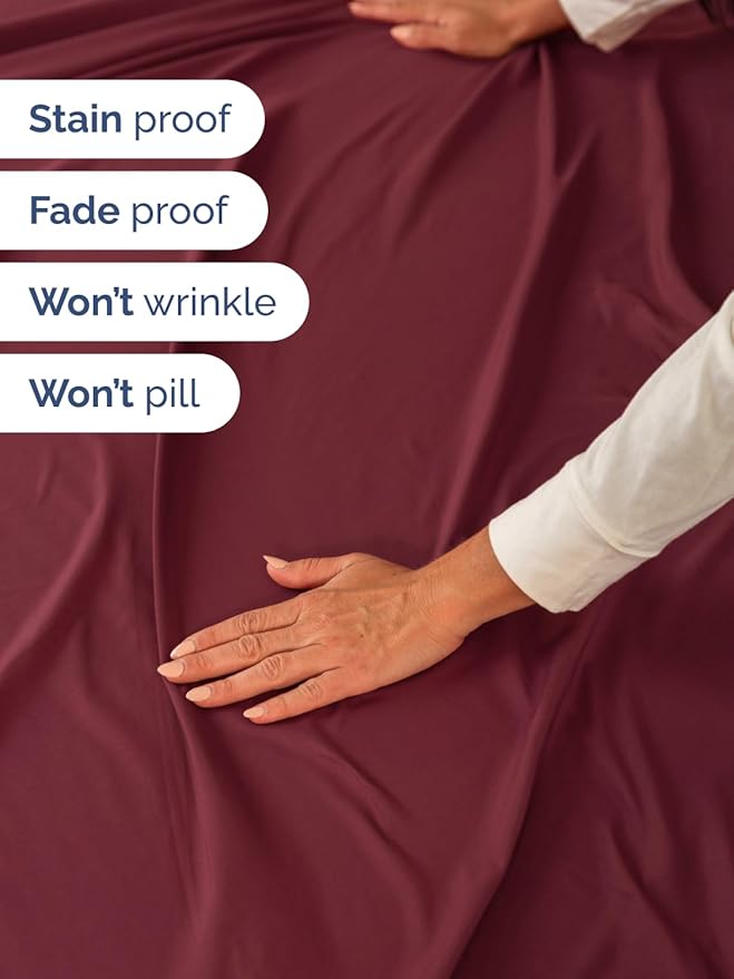 Extra Deep Twin Sheet Set - 4 Piece Breathable & Cooling Sheets - Hotel Luxury Bed Sheets Set - Easy & Secure Fit - Soft, Wrinkle Free & Comfy Sheets Set - Burgundy Sheet Set with Extra Deep Pockets