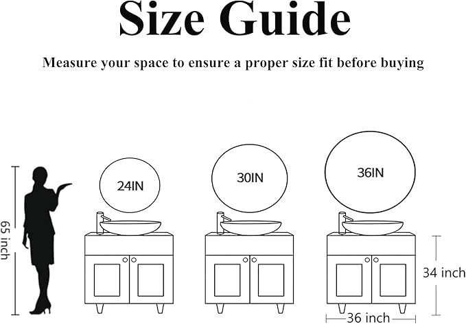24 inch Gold Circle Wall Mirror, Brushed Gold Metal Framed Round Mirror for Bathroom Vanity, Bedroom Decor, Living Room, Entryway