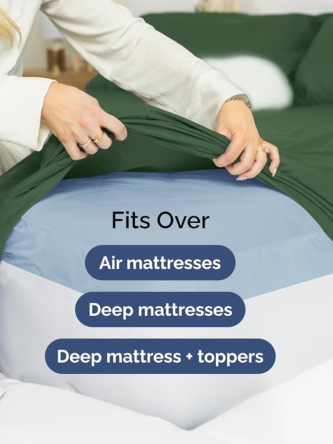 Extra Deep Twin Sheet Set - 4 Piece Breathable and Cooling Sheets - Hotel Luxury Bed Sheets Set - Easy Fit - Soft, Wrinkle Free and Comfy Sheets Set - Emerald Green Sheet Set with Extra Deep Pockets