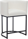 Modern Counter Height PU Leather Upholstered Bar Stool, 24" Kitchen Counter Island Stools Bar Chairs with Black Metal Frame, White