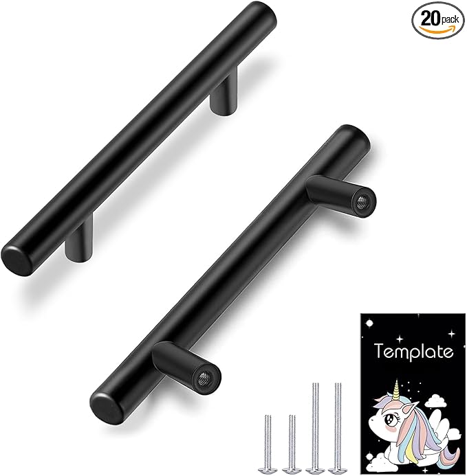 HBL' 20 Pack | 3 Inch Center to Center Matte Black Cabinet Pulls Kitchen Cabinet Handles,Made of Stainless Steel,Ideal for Cabinet,Drawer,Cupboard and Wardrobe.