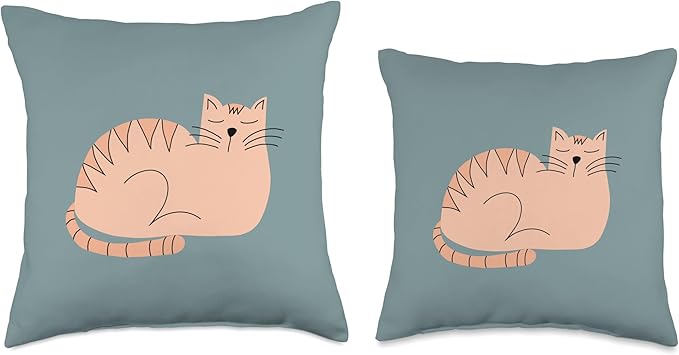 Cute Scandinavian Animals Designs Scandinavian Mom Boho Cat Throw Pillow, 18x18, Multicolor