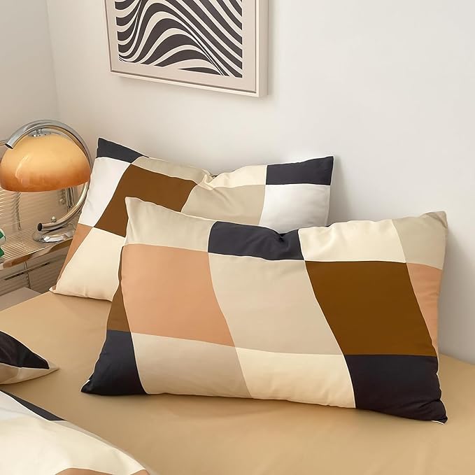 KAREVER Checkerd Comforter Set Full Multicolored Grid Bedding Men Women Modern Chic Checkered Bed Blanket White Black Plaid Buffalo Full All Season Hotel Quality
