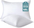 Oubonun King Size Pillows Set of 2 - Fluffy & Supportive Down Alternative Pillows with Zippered Cotton Cover - Breathable and Cool for All Sleeping Positions - Machine Washable - 20"x36"