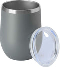 HASLE OUTFITTERS 12oz Wine Tumbler with Lid Stemless Wine Glasses Double Wall Vacuum Travel Mugs stainless steel Coffee Cup for Cold & Hot Drinks Wine Coffee Cocktails Beer (12oz-Grey, 1 Pack)