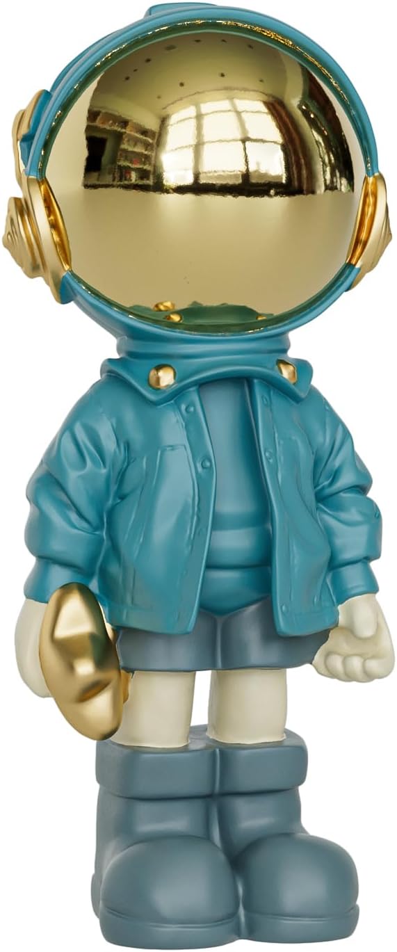 Small Figurine Statue Astronaut Sculpture Decor,Sculpture for Home Decor,Arts Blue Shelf Decoration,Cool Metal Mask Table Decor,Mini Ornament
