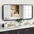 Black Bathroom Mirror 77X36 Inch, Black Metal Framed Mirror for Wall, Rounded Rectangle Matte Bathroom Vanity Mirror with Tempered Glass, Anti-Rust, Horizontal/Vertical