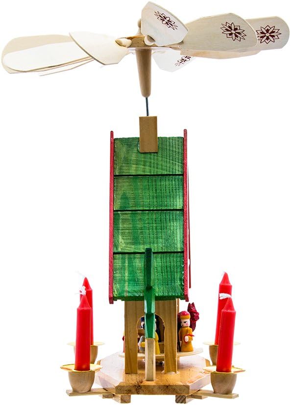 Kurt Adler Wood Alpine House Carousel with Candles, 12-Inch