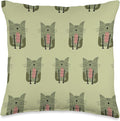 Cute Scandinavian Animals Designs Scandinavian Cat Boho Pattern Throw Pillow, 16x16, Multicolor