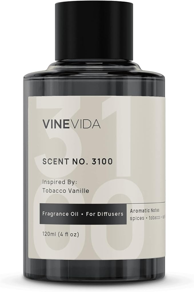 VINEVIDA [4 Fl Oz] Scent NO. 3100 Fragrance Oil for Cold Air Diffusers, Aromatic Notes of Spices Tobacco Vanilla, Essential Oils for Diffuser Oil Refill & Air Freshener Room Spray