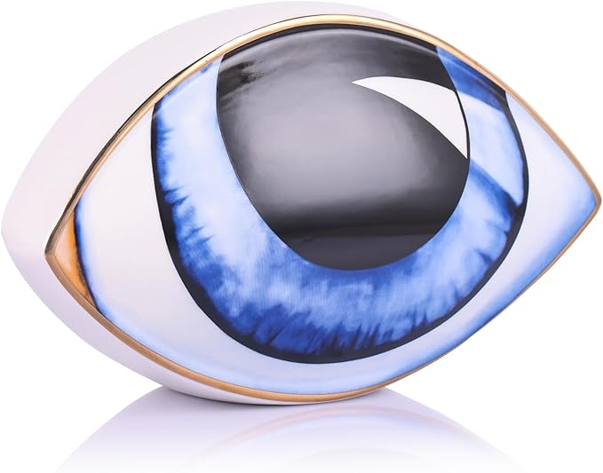Big Eye Sculpture, Ceramic Eye Statue, Modern Design Decor Home Living Room, Entryway, Bedroom, TV Stand, Shelf, Spiritual Decor Dining Table Centerpiece (Blue)