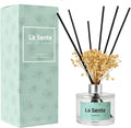 Reed Diffuser Set, Glass Bottle with Black Rattan Sticks, Dried White Flowers, 6.7fl oz, 200ml (Gardenia)
